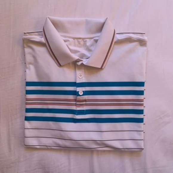 CIS Haggar White and Blue Striped Polo - Picture 3 of 4
